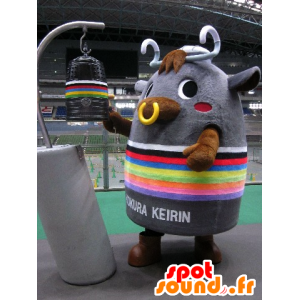 Mascota KaneRin, toro gris, con forma de campana - MASFR26669 - Yuru-Chara mascotas japonesas