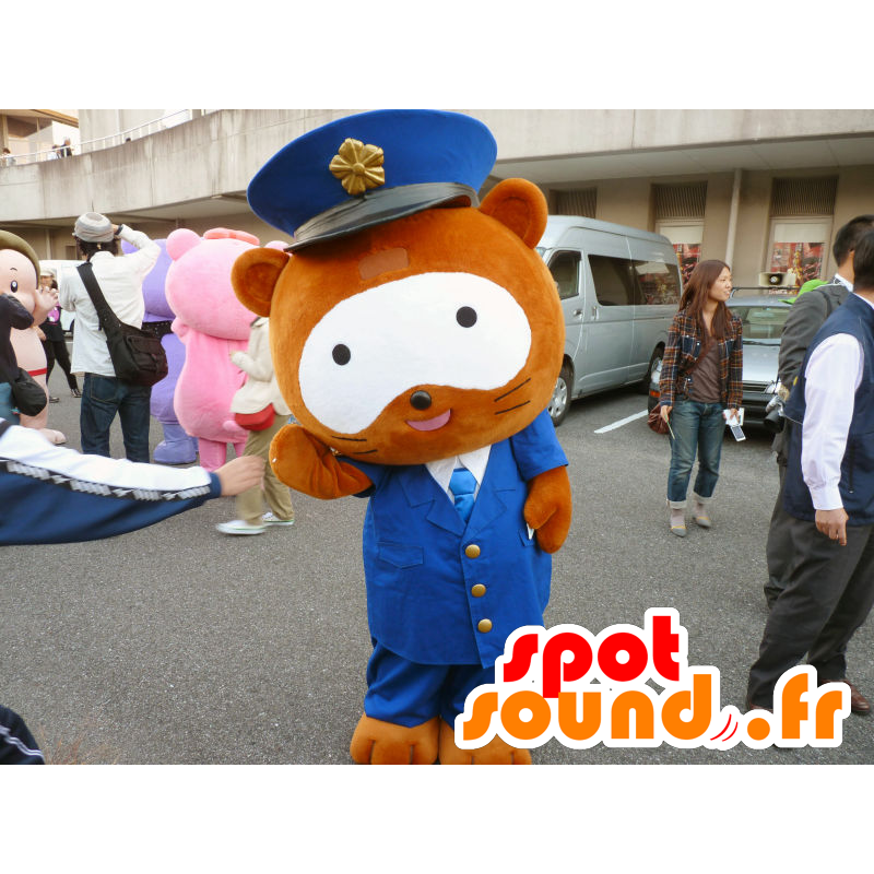 Keita kun mascotte, procione marrone, uniforme blu - MASFR26678 - Yuru-Chara mascotte giapponese