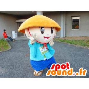Tabimaru mascot, Asian boy with a hat - MASFR26679 - Yuru-Chara Japanese mascots