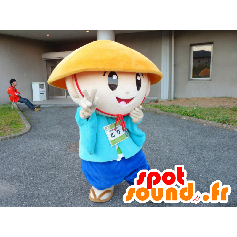 Mascota Tabimaru, muchacho asiático con un sombrero - MASFR26679 - Yuru-Chara mascotas japonesas