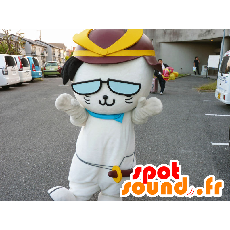 Mascot Sabanyan, witte kat samurai - MASFR26680 - Yuru-Chara Japanse Mascottes