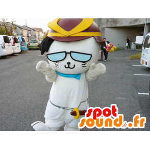 Sabanyan maskot, samurai hvid kat - Spotsound maskot kostume