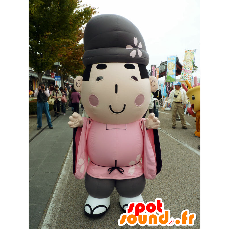 Mascotte de Michi-fu kun, d'homme japonais habillé en rose - MASFR26682 - Mascottes Yuru-Chara Japonaises