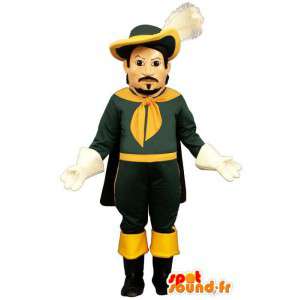 Mascotte moschettiere verde e giallo. Costume d'epoca - MASFR006957 - Mascotte dei soldati