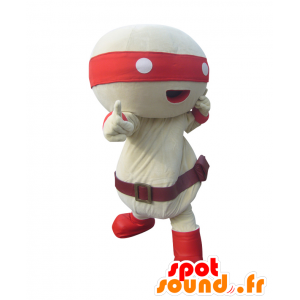 Mascot Monotaro-Samurai, witte en rode ninja - MASFR26687 - Yuru-Chara Japanse Mascottes