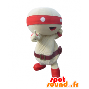 Mascotte Monotaro-samurai, ninja bianco e rosso - MASFR26687 - Yuru-Chara mascotte giapponese