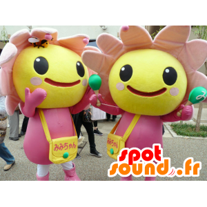 Mascottes de Mimi, jolies fleurs jaunes et roses - MASFR26689 - Mascottes Yuru-Chara Japonaises