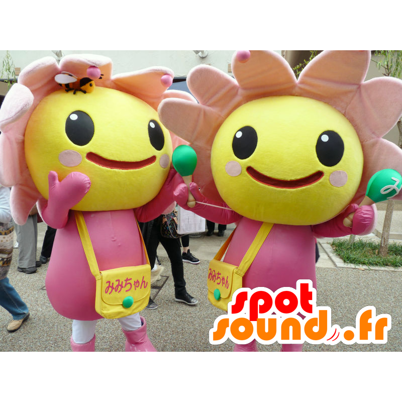 Mascotas Mimi, bonitas flores amarillas y rosas - MASFR26689 - Yuru-Chara mascotas japonesas