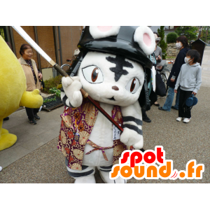 Maskot Todo Toramaru, samuraj kočka, černá a bílá - MASFR26692 - Yuru-Chara japonské Maskoti