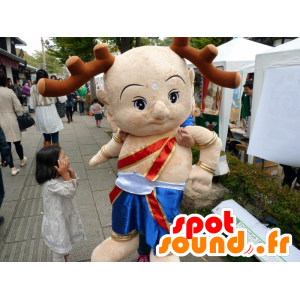 Sento kun mascot, with wooden Buddha on the head - MASFR26695 - Yuru-Chara Japanese mascots