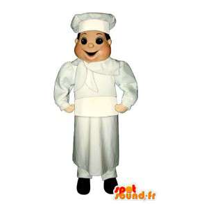 Mascote cozinheiro com um avental e chapéu de chef - MASFR006959 - Mascotes homem