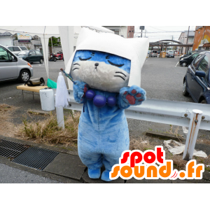 Maskot Otani Nyanbu, modrá a bílá kočka, velmi vtipné - MASFR26708 - Yuru-Chara japonské Maskoti