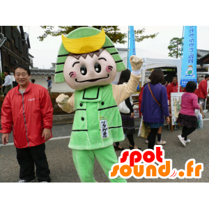 Mascot Tsunuga kun samurai equipamento verde e amarelo - MASFR26709 - Yuru-Chara Mascotes japoneses