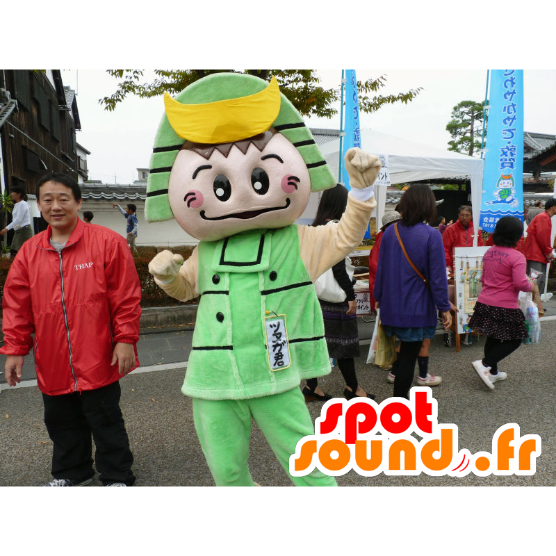 Mascot Tsunuga kun, samurai que sostiene verde y amarillo - MASFR26709 - Yuru-Chara mascotas japonesas