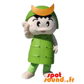 Mascot Tsunuga kun, samurai holding green and yellow - MASFR26709 - Yuru-Chara Japanese mascots