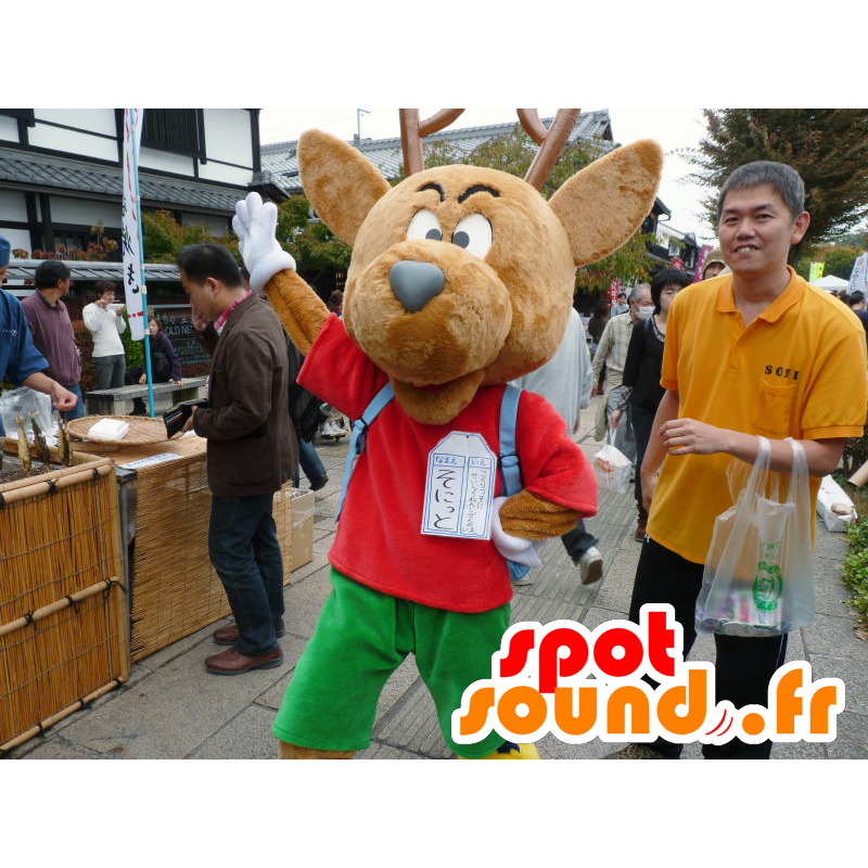 Mascotte de Sonitto, d'élan, de renne, en tenue verte et rouge - MASFR26710 - Mascottes Yuru-Chara Japonaises