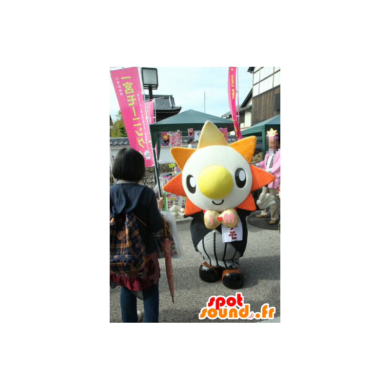 Maskot Ichimo, färgglad sol, med kostym - Spotsound maskot