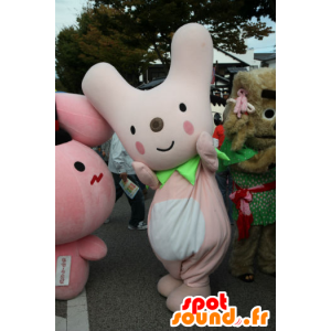 Mascot καρμίνη, ροζ και λευκό κουνέλι, πολύ πρωτότυπο - MASFR26717 - Yuru-Χαρά ιαπωνική Μασκότ