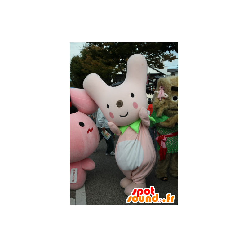 Carmine mascotte, rosa e bianco coniglio, molto originale - MASFR26717 - Yuru-Chara mascotte giapponese