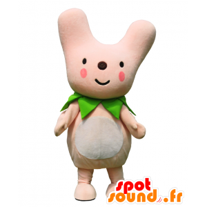 Mascotte de Carmin, de lapin rose et blanc, très original - MASFR26717 - Mascottes Yuru-Chara Japonaises