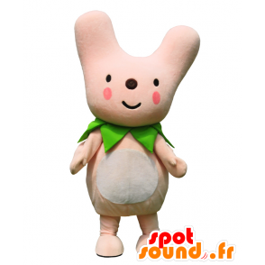 Mascot Carmine, lyserød og hvid kanin, meget original -