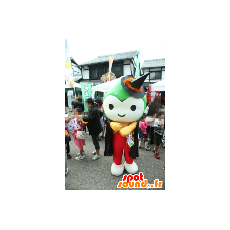 Maskot Choruru, zelený a bílý muž v červených šatech - MASFR26718 - Yuru-Chara japonské Maskoti