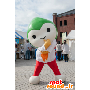 Mascota Choruru, hombre verde y blanco en el vestido rojo - MASFR26718 - Yuru-Chara mascotas japonesas