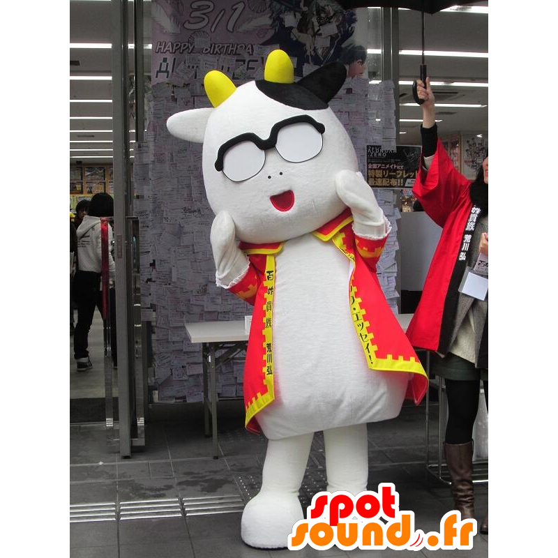 Mascotte Dottore Arakawa, mucca gigante in abito rosso - MASFR26720 - Yuru-Chara mascotte giapponese