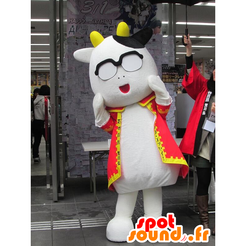 Mascot Doctor Arakawa, reuze koe in een rode jurk - MASFR26720 - Yuru-Chara Japanse Mascottes