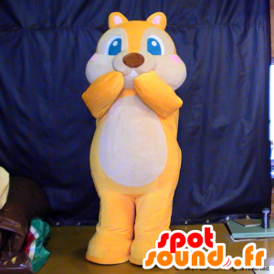 Mascot caramelo, esquilo laranja e branco, olhos azuis - MASFR26722 - Yuru-Chara Mascotes japoneses