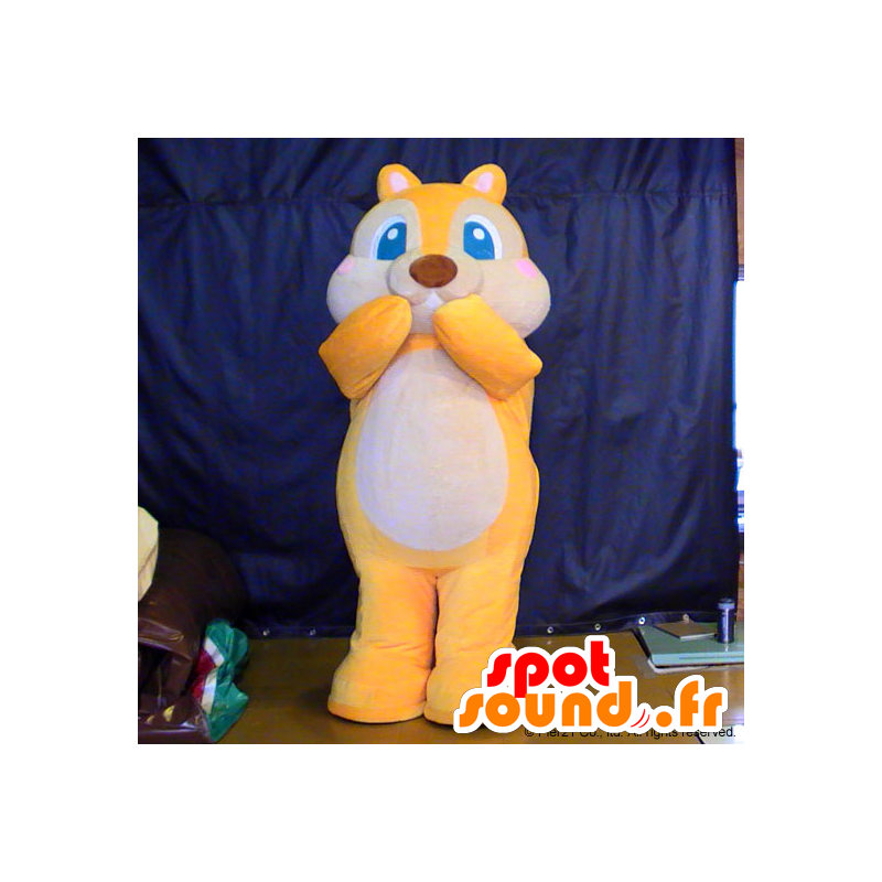 Mascot caramel, oranje en wit eekhoorn, blauwe ogen - MASFR26722 - Yuru-Chara Japanse Mascottes