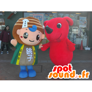 Mascot Jiotcho and Chiba-kun, a boy and a red dog - MASFR26724 - Yuru-Chara Japanese mascots