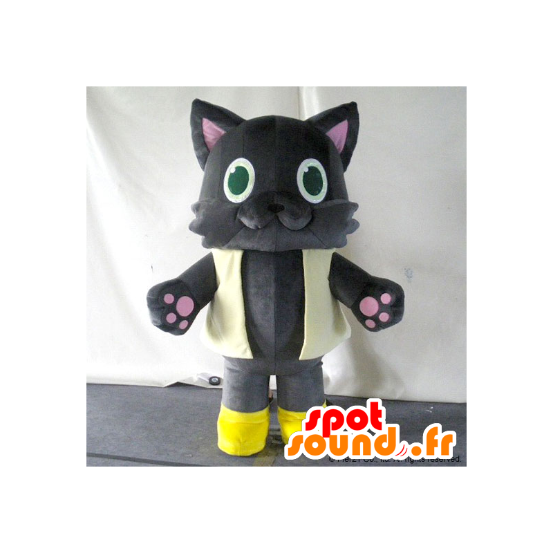 Mascot Kyatti, harmaa kissa ja vaaleanpunainen, söpö, erittäin onnistunut - MASFR26728 - Mascottes Yuru-Chara Japonaises