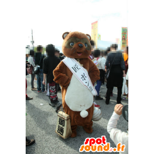 Mascot Takumi Pong berg, bruine en witte teddybeer - MASFR26731 - Yuru-Chara Japanse Mascottes