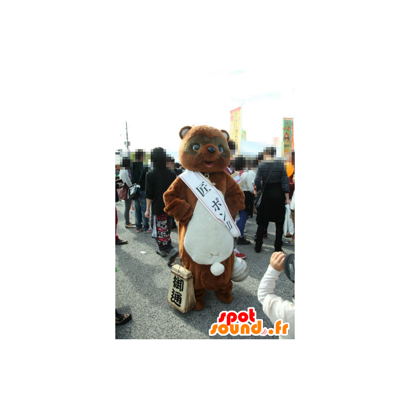 Mascot Takumi Pong berg, bruine en witte teddybeer - MASFR26731 - Yuru-Chara Japanse Mascottes