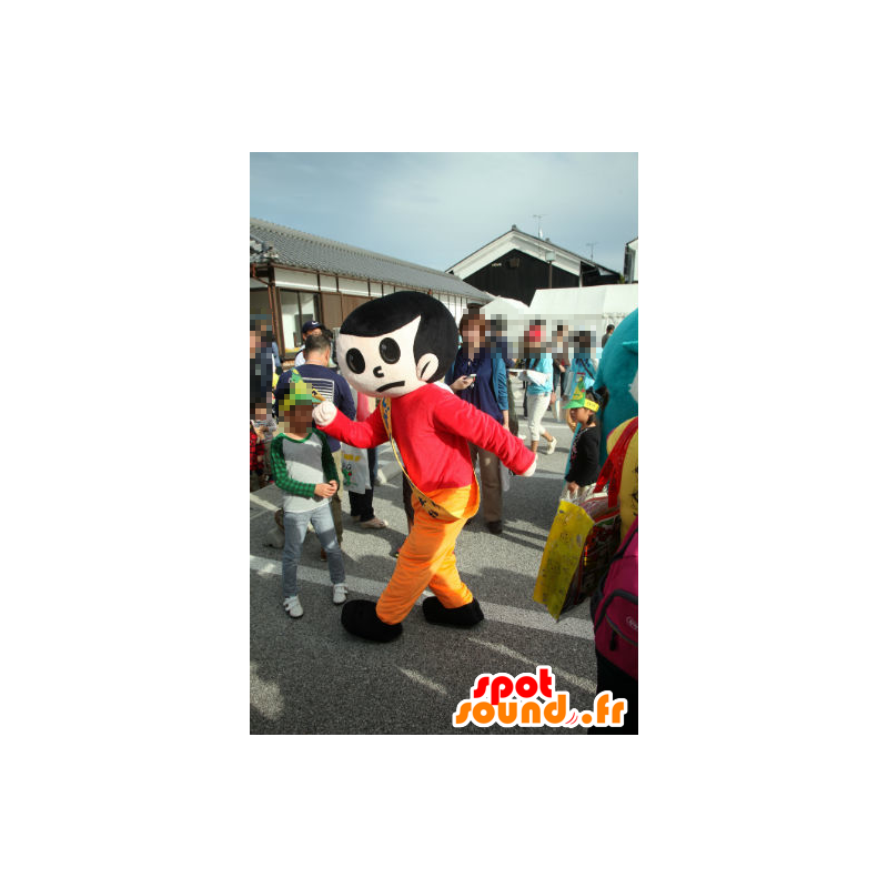 Mascotte de Saut-kun, d'homme, de garçon en tenue rouge et orange - MASFR26732 - Mascottes Yuru-Chara Japonaises