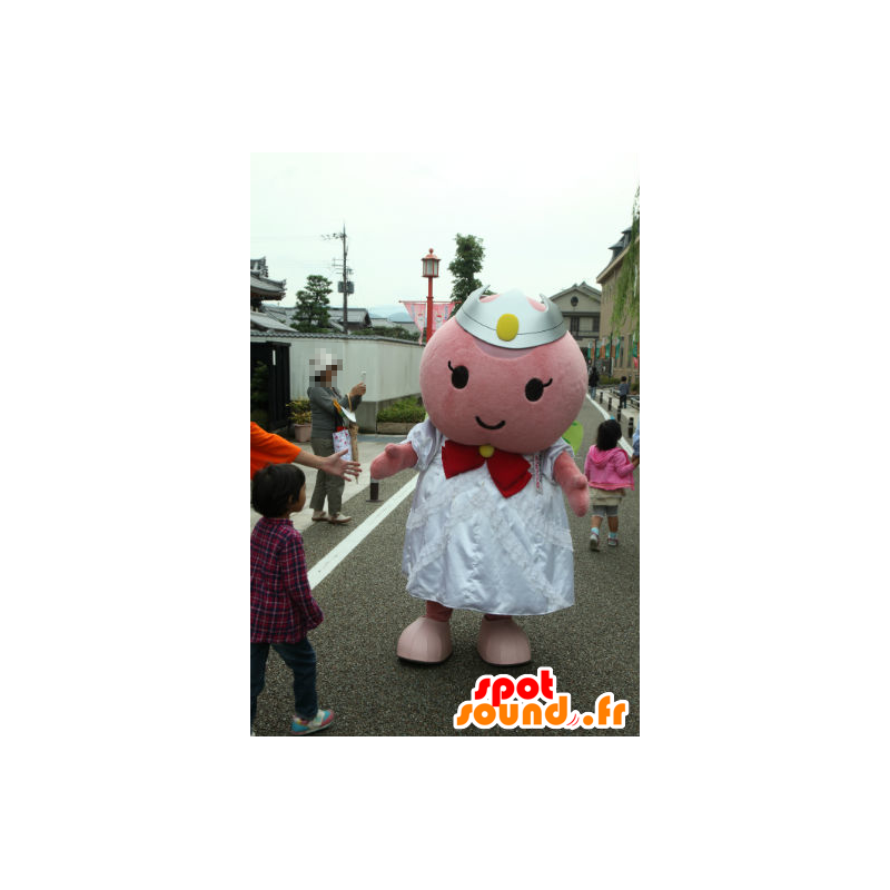 Mascotte de Momohime, de bonhomme rose avec une couronne - MASFR26734 - Mascottes Yuru-Chara Japonaises