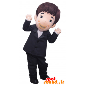 Mascotte Koji Imada uomo vestito in abito nero - MASFR26735 - Yuru-Chara mascotte giapponese