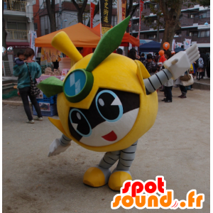 Shinosuke maskot Inagi, žlutý robot, šedé a černé - MASFR26737 - Yuru-Chara japonské Maskoti