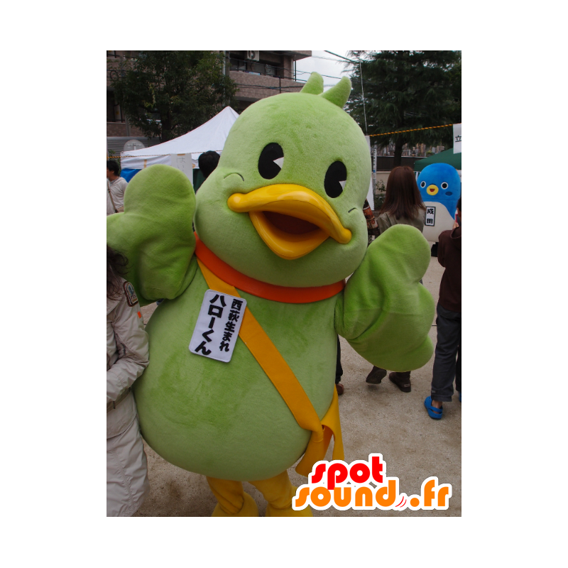 Mascot Hello-kun, big green and yellow bird - MASFR26738 - Yuru-Chara Japanese mascots