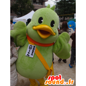 Mascot Hallo-kun, grote groene en gele vogel - MASFR26738 - Yuru-Chara Japanse Mascottes