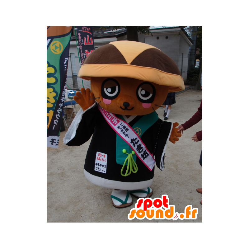 Taki Bow mascotte, topo, ratto marrone con un grande cappello - MASFR26740 - Yuru-Chara mascotte giapponese