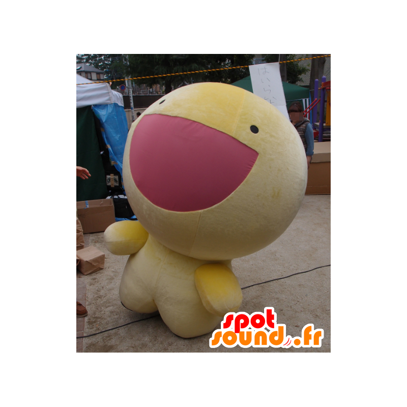 Mascotte de Funya Morake, de gros bonhomme jaune, de smiley - MASFR26741 - Mascottes Yuru-Chara Japonaises