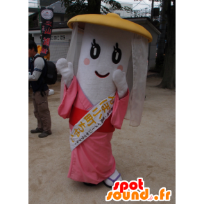 Mascotte de Komachi chan, de princesse rose, avec un voile - MASFR26742 - Mascottes Yuru-Chara Japonaises