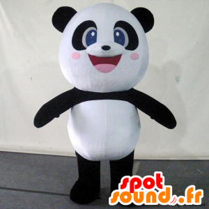 Mascotte de panda noir et blanc, avec de jolis yeux bleus - MASFR26744 - Mascottes Yuru-Chara Japonaises