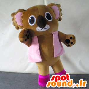 Mascotte de Pialat, de koala marron, habillé en rose - MASFR26745 - Mascottes Yuru-Chara Japonaises