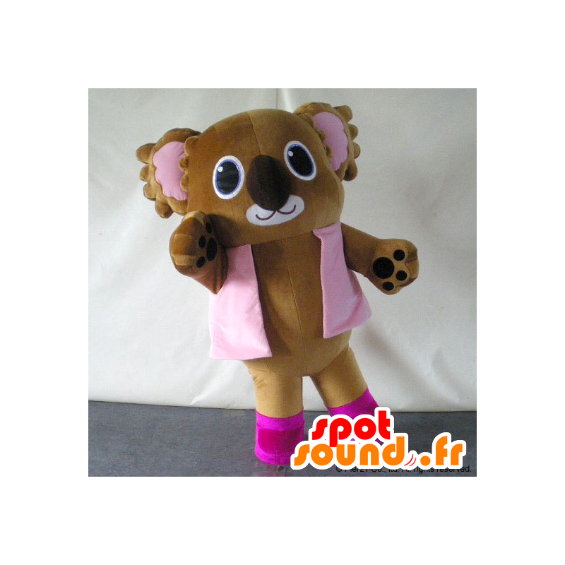 Mascot Pialat braun Koala, gekleidet in rosa - MASFR26745 - Yuru-Chara japanischen Maskottchen