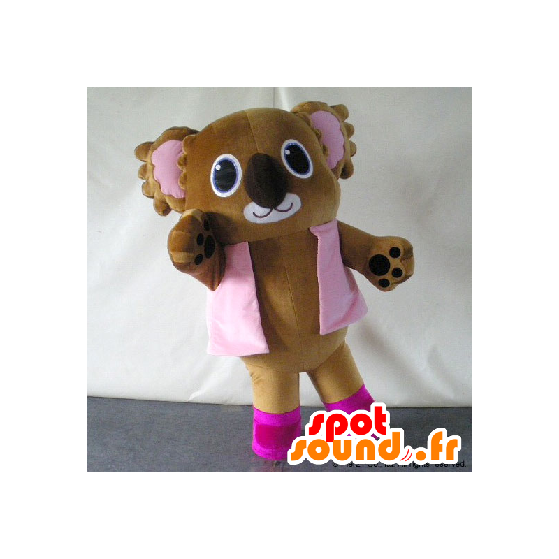 Mascotte Pialat koala marrone, vestita di rosa - MASFR26745 - Yuru-Chara mascotte giapponese