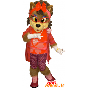 Mascot Mrs. Robina Cerezo, wolf bruin, erg origineel - MASFR26746 - Yuru-Chara Japanse Mascottes