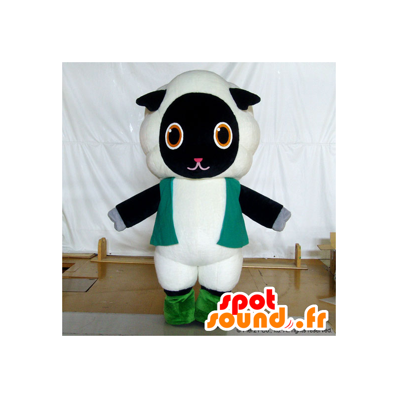 Fluffy mascotte, pecora in bianco e nero, dolce e carino - MASFR26748 - Yuru-Chara mascotte giapponese